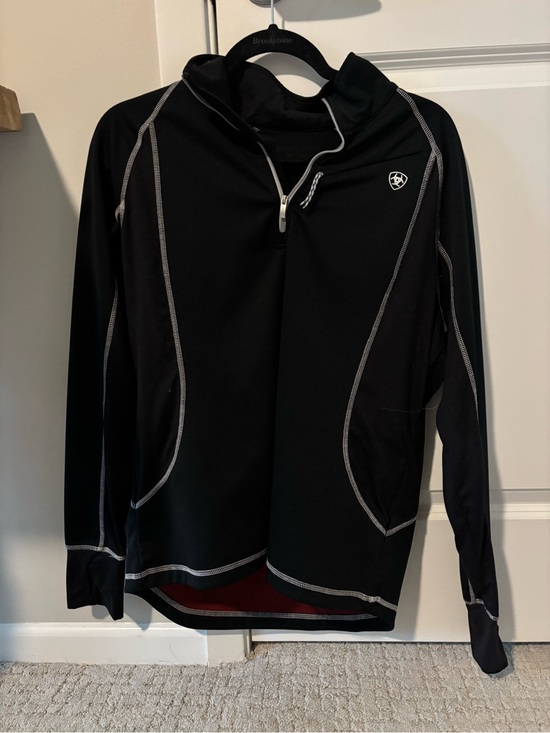 Ariat Tops - Ariat Black Long Sleeve Quarter Zip Top with White Stitching